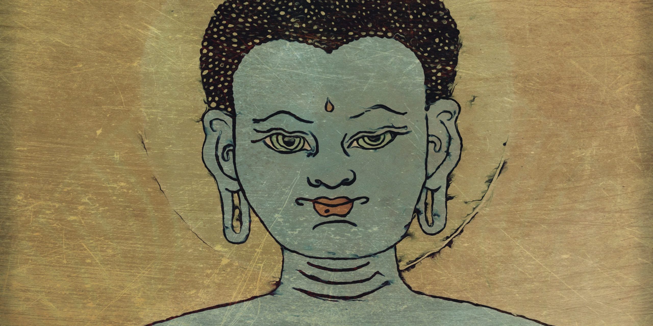 A Painting Illustration of Buddha in Thangka style. Thangka is a Tibetan Buddhist style painting usually depicting a Buddhist deity. This image is painted by me.
